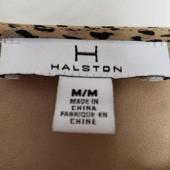 H by Halston Womens Top Sz Med Boho Balloon Sleeve Animal Print Leopard Flowy - Picture 8 of 8